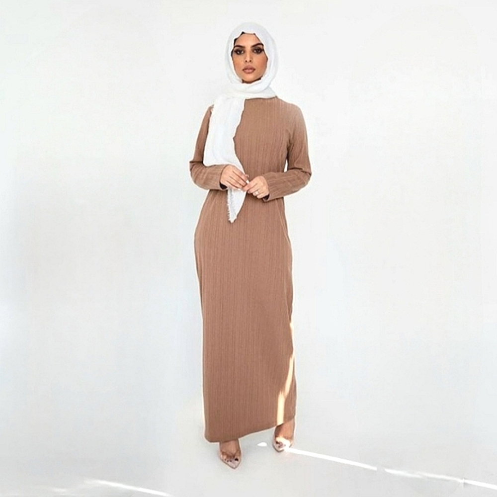 Veiled Collection New York Ribbed Maxi Dress in Taupe - Small